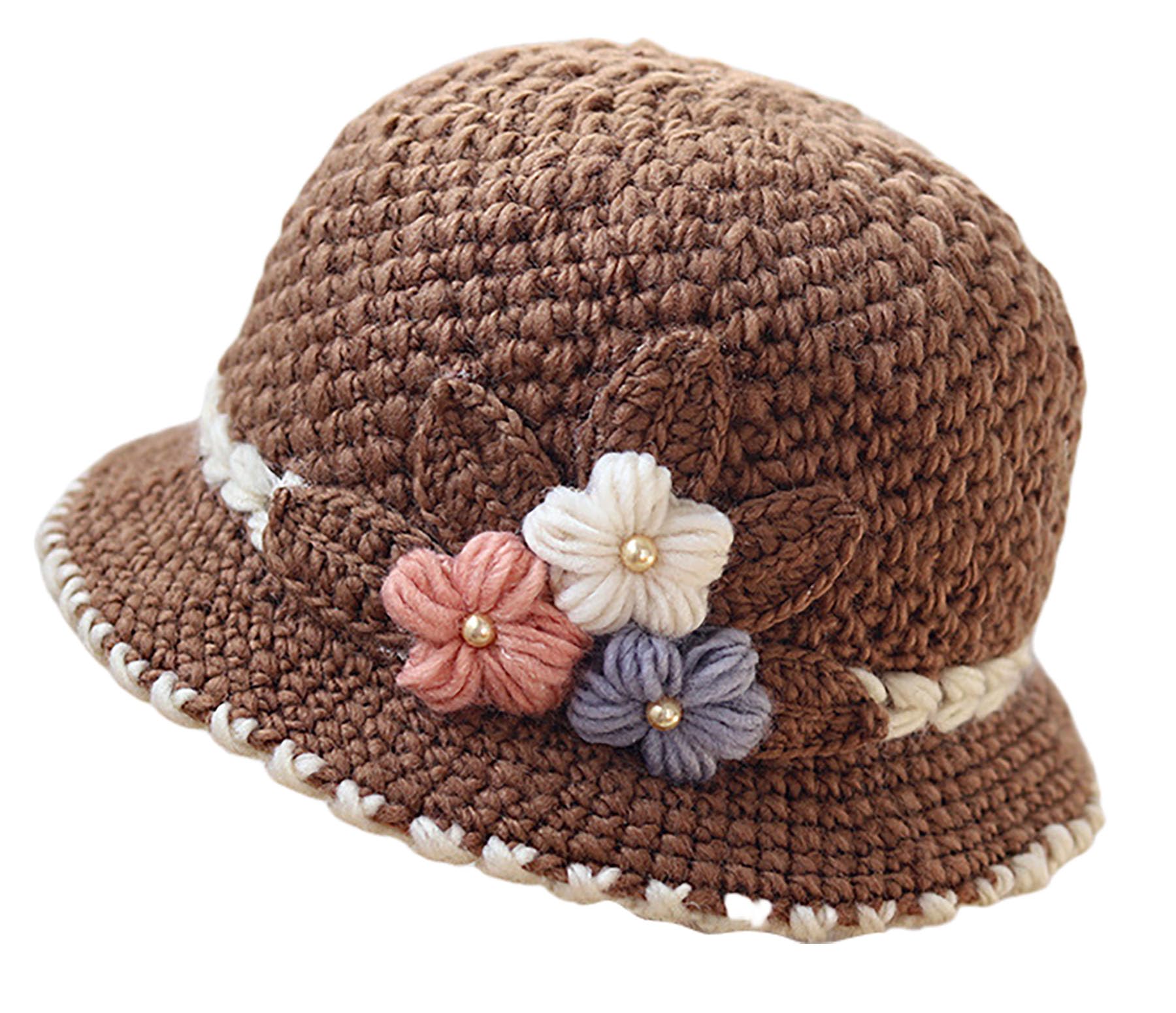 French Thicken Women's Flowers Knitted-Woolen-Hat Fashion Beanie-Hat Lady Crochet-Bucekt-Hat for Winter